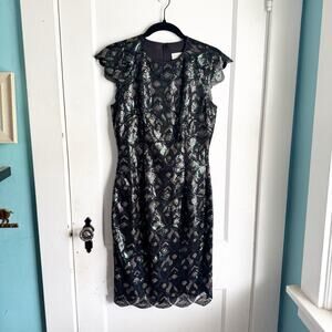 Katherine Kelly Gwen Sequin Sheath Dress Cap Sleeves Cocktail Event Sexy Size 2